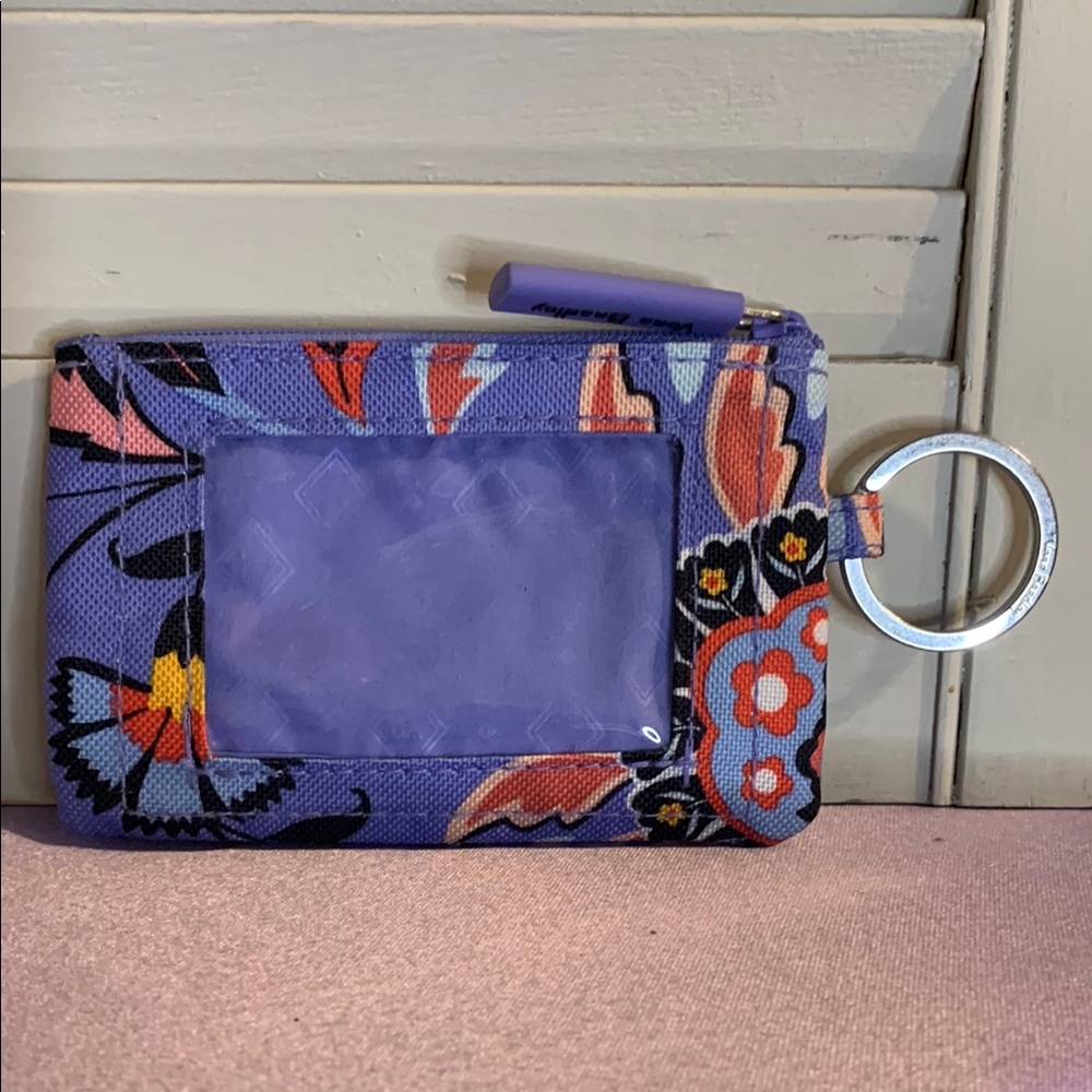 Vera Bradley Floral Purple ID Holder with Key Ring